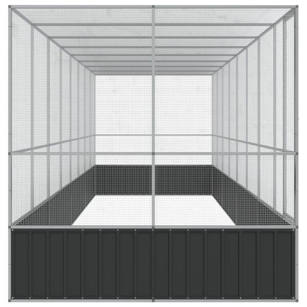 vidaXL voliere med udvidelse 832x207x212 cm stål sølvfarvet