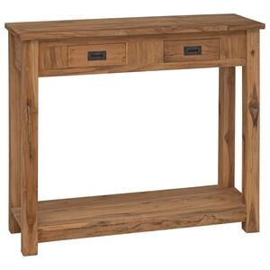 vidaXL Konsolbord Naturfarvet 90 x 30 x 80 cm Massiv Teaktr&aelig;