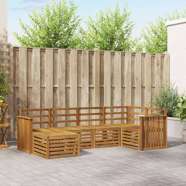 vidaXL Sofas&aelig;t 6 pcs Naturfarvet Massivt Akacietr&aelig;