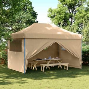 vidaXL foldbart pop-up festtelt med 4 sidev&aelig;gge beige
