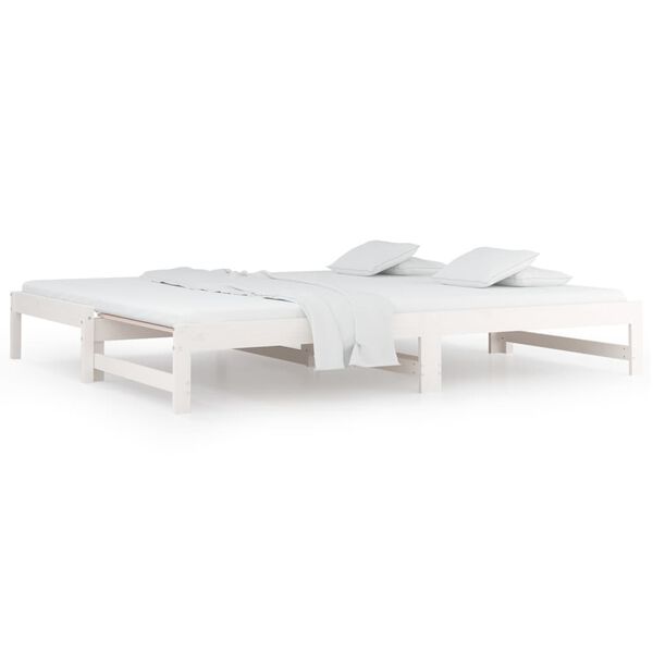 vidaXL daybed med udtr&aelig;k 2x(90x200) cm massivt fyrretr&aelig; hvid