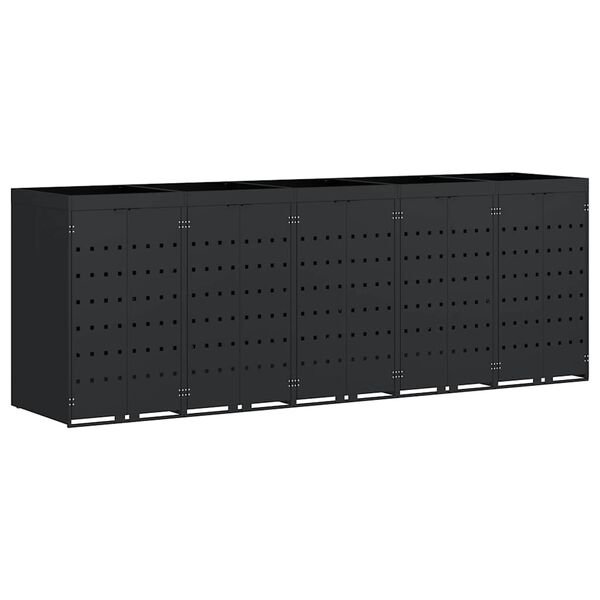 vidaXL Wheelie Bin Opbevaring til 5 Affaldscontainere Sort