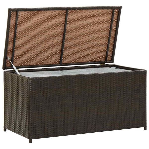 vidaXL opbevaringskasse til haven 100x50x50 cm polyrattan brun