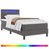 vidaXL Box spring seng med LED-lysstrimler Gr&aring; 90 x 190 cm Kunstl&aelig;der