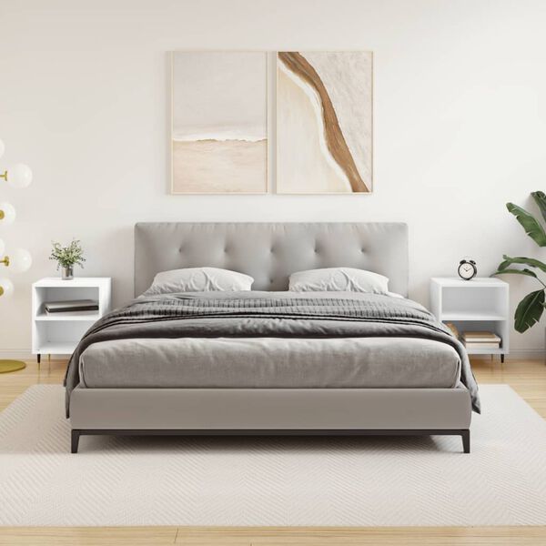 vidaXL sengeborde 2 stk. 40x30x50 cm konstrueret tr&aelig; hvid