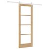 vidaXL Skyded&oslash;r 73,5 x 198,5 cm Massivt fyrretr&aelig; og glas Naturfarvet