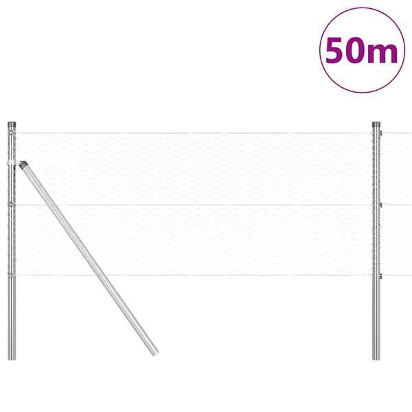 vidaXL Hegnsp&aelig;l S&oslash;lv 50 x 0,6 m (25 mm net) St&aring;l