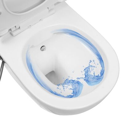 vidaXL væghængt toilet uden kant med bidetfunktion keramik hvid