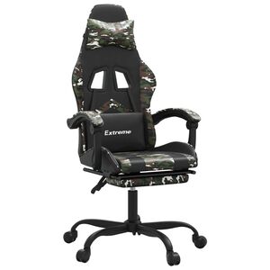 vidaXL gamingstol med fodst&oslash;tte kunstl&aelig;der sort og camouflage