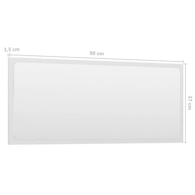 vidaXL badeværelsesspejl 90x1,5x37 cm spånplade hvid højglans