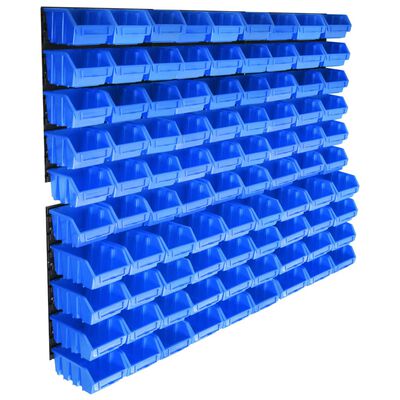 vidaXL opbevaringssæt med vægpaneler 96 dele blå