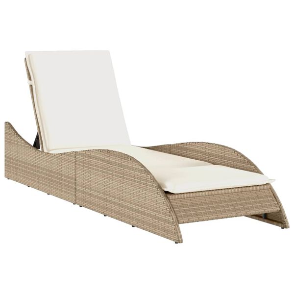 vidaXL liggestol med hynde 60x205x73 cm polyrattan beige