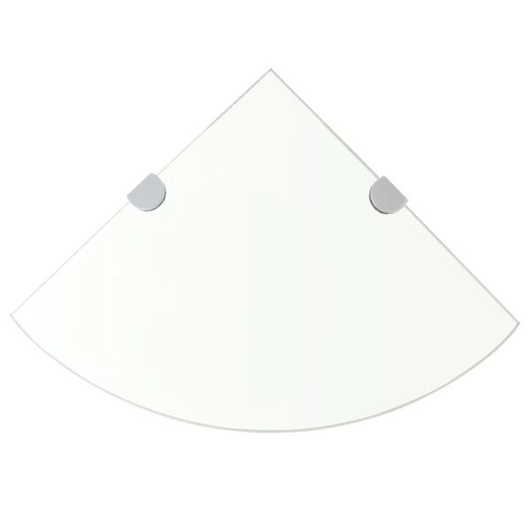 vidaXL hjørnehylde med krombeslag klart glas 25x25 cm