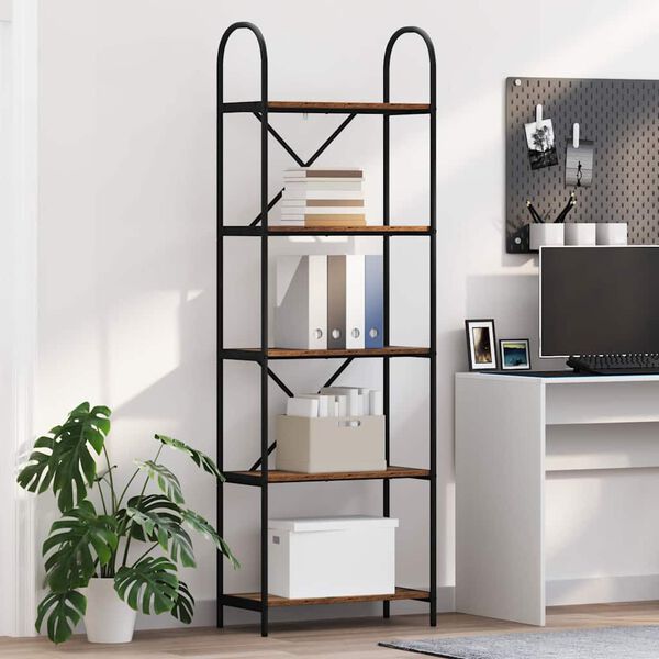 vidaXL Bogreol Gammelt tr&aelig; 60 x 30 x 183 cm Konstrueret tr&aelig;