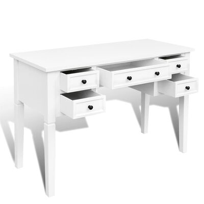 vidaXL skrivebord med fem skuffer hvid