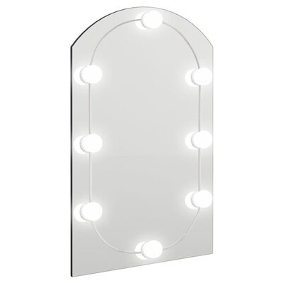 vidaXL spejl med LED-lamper 60x40 cm buet glas