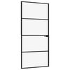 vidaXL d&oslash;r 93x201,5 cm h&aelig;rdet glas og aluminium sort