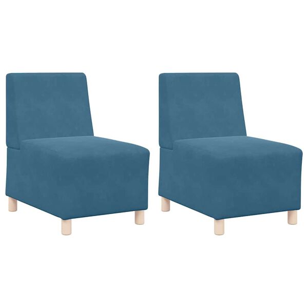 vidaXL Modulsofa enhed uden arme 2 pcs Bl&aring; 55 x 74 x 82 cm Fl&oslash;jl