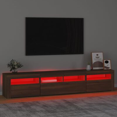 vidaXL tv-skab med LED-lys 210x35x40 cm brun egetræ