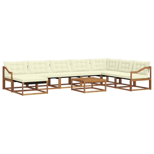 vidaXL Udend&oslash;rs sofagruppe 9 pcs Naturlig og Fl&oslash;de Massivt Akacietr&aelig;