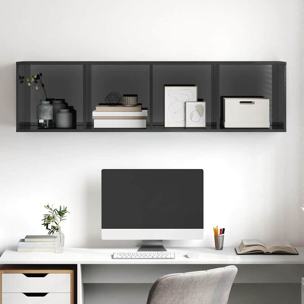 vidaXL v&aelig;gh&aelig;ngt tv-skab 37x37x142,5 cm konstrueret tr&aelig; gr&aring; h&oslash;jglans