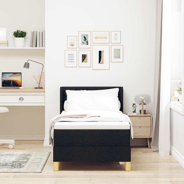 vidaXL Box spring seng med madras med hovedg&aelig;rde Sort 200 x 80 cm Stof