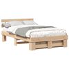 vidaXL Sengestel med hovedg&aelig;rde Brun 135 x 190 cm Massiv fyrretr&aelig;