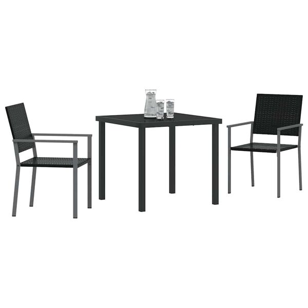 vidaXL Have Spisebordss&aelig;t 3 pcs Sort PE Rattan
