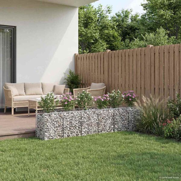vidaXL Gabion h&oslash;jbed 2 pcs S&oslash;lv 300 x 50 x 60 cm Galvaniseret st&aring;l