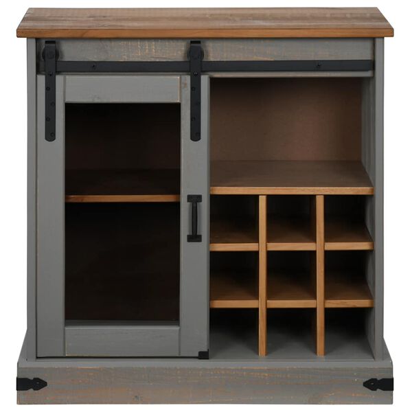 vidaXL skænk HALDEN med skydedør 80x40x80 cm massivt træ grå