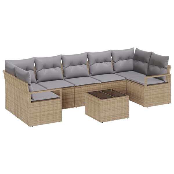 vidaXL Sofa S&aelig;t 8 pcs Beige og gr&aring; polyrattan