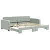 vidaXL daybed med udtr&aelig;k 90x200 cm velour lysegr&aring;