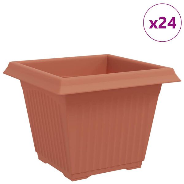 vidaXL Firkantet Blomsterkrukke 24 pcs Mursten R&oslash;d 28,5 x 28,5 x 22 cm