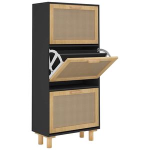 vidaXL skoskab 52x25x115 cm konstrueret tr&aelig; og naturlig rattan