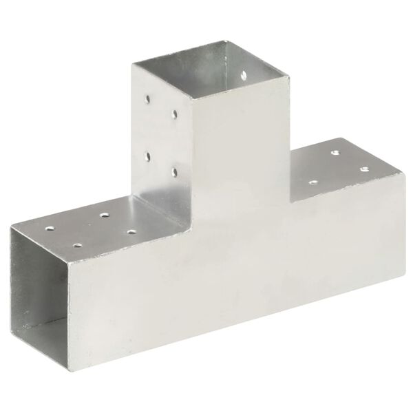 vidaXL stolpebeslag T-form 4 stk. 81x81 mm galvaniseret metal