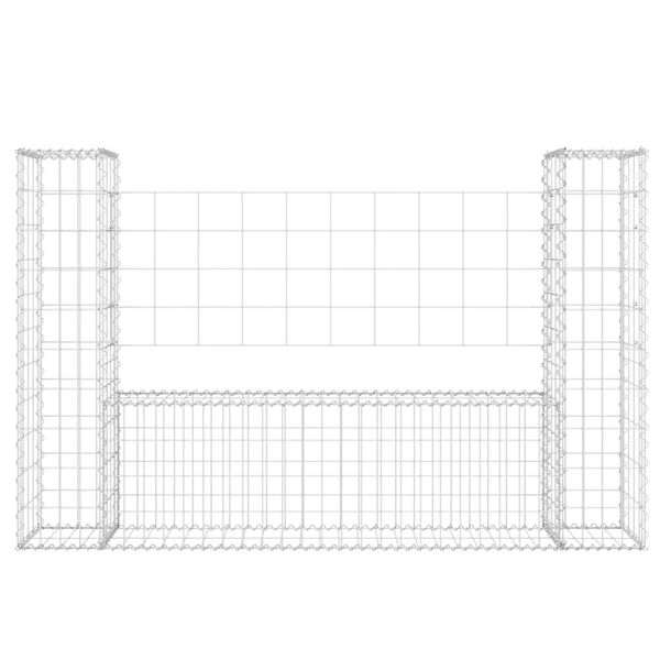 vidaXL gabionkurv med 2 stolper 140x20x100 cm U-facon jern