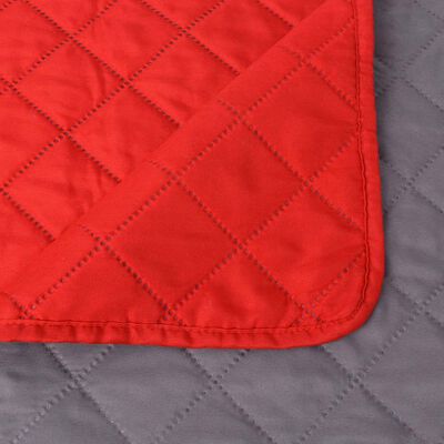 vidaXL dobbeltsidet polstret sengetæppe rød og grå 230x260 cm