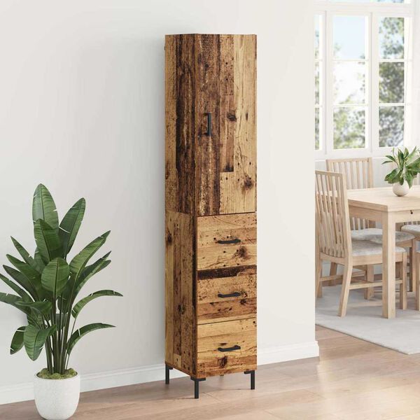 vidaXL Highboard Gammelt tr&aelig; 69,5 x 34 x 180 cm Konstrueret tr&aelig;