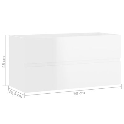 vidaXL vaskeskab 90x38,5x45 cm spånplade hvid højglans