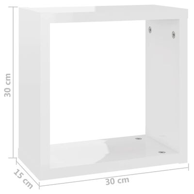 vidaXL væghylder 4 stk. 30x15x30 cm kubeformet hvid højglans