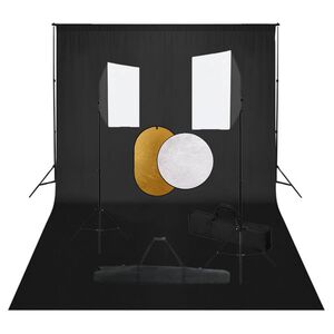 vidaXL fotostudies&aelig;t med softbox-lamper + baggrund og reflektor