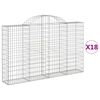 vidaXL buede gabionkurve 18 stk. 200x30x120/140 cm galvaniseret jern