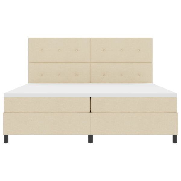 vidaXL Box spring seng med madras med LED Creme 200 x 200 cm Stof