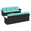 vidaXL Havesofa S&aelig;t med pude 9 pcs Sort polyrattan