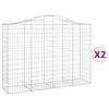 vidaXL buede gabionkurve 2 stk. 200x50x140/160 cm galvaniseret jern