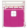 vidaXL køjeseng med gardiner 90x200 cm massivt fyrretræ pink