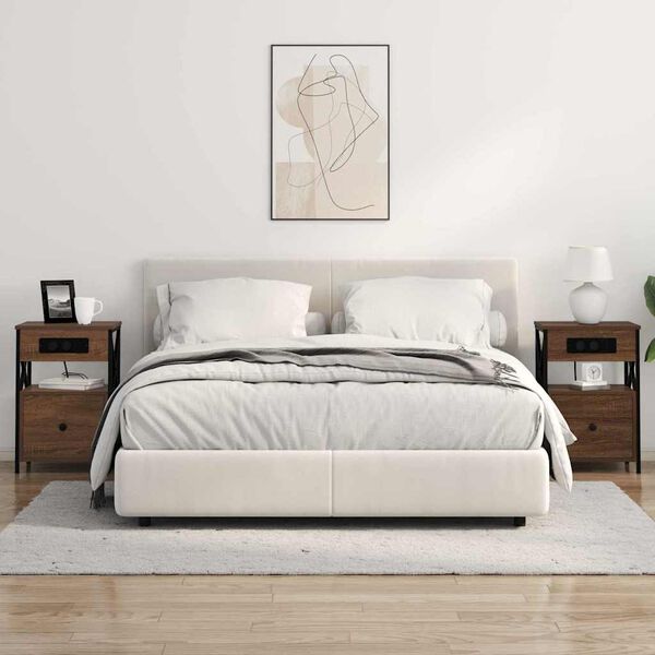 vidaXL Natskab med skuffe Brun eg 40 x 31 x 60 cm Konstrueret tr&aelig;