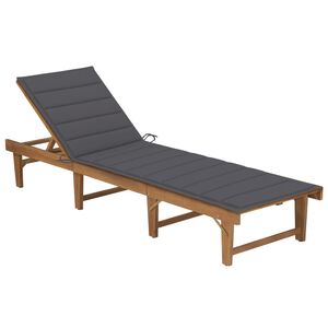vidaXL liggestol med hynde foldbar massivt akacietr&aelig;