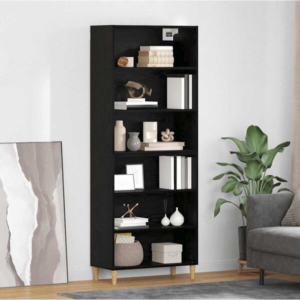 vidaXL Highboard Sort eg 69,5 x 32,5 x 180 cm Konstrueret tr&aelig;