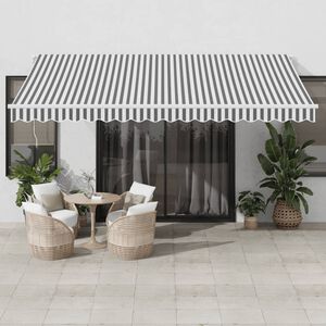 vidaXL markise m. LED 450x350 cm automatisk betjening antracitgr&aring; hvid